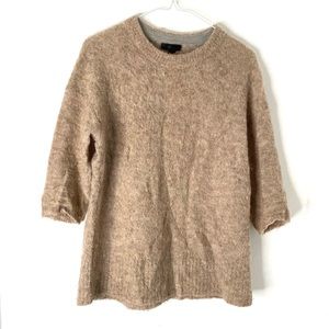 J. Crew Beige Wool Alpaca Blend Sweater Cropped Sleeve Oversized Knit